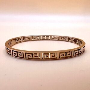 Greek Key Bangle Bracelet, Rose Gold